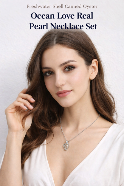 Freshwater Shell Canned Oyster Ocean Love Real Pearl Necklace Set